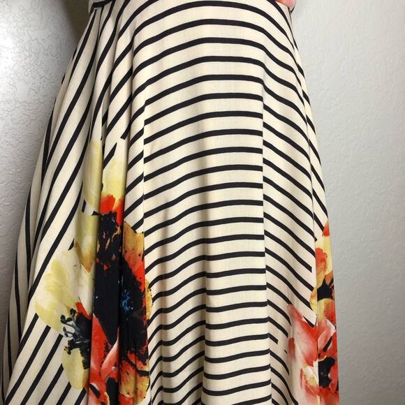 Anthropologie Corey Lynn Calter cream stripe floral asymmetrical dress size 2 - Picture 7 of 16